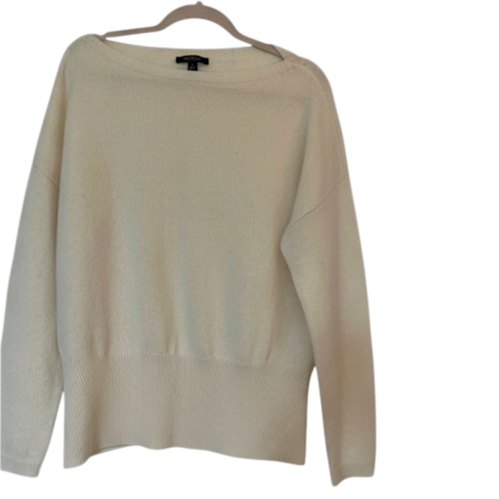 Ann Taylor Cream Cashmere Boatneck Sweater Size XL